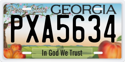 GA license plate PXA5634