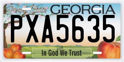 GA license plate PXA5635