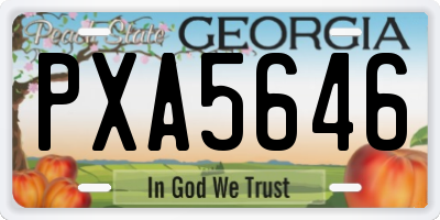 GA license plate PXA5646