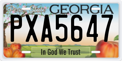 GA license plate PXA5647