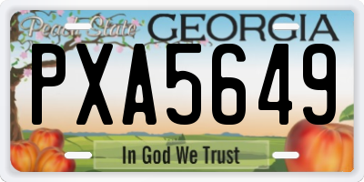 GA license plate PXA5649