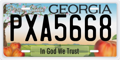 GA license plate PXA5668
