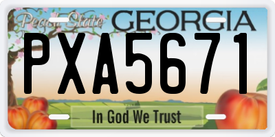GA license plate PXA5671