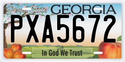 GA license plate PXA5672