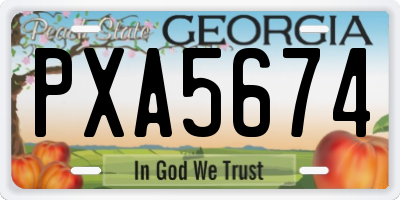 GA license plate PXA5674
