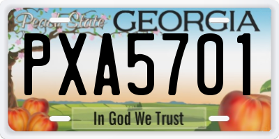 GA license plate PXA5701