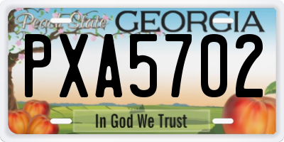 GA license plate PXA5702