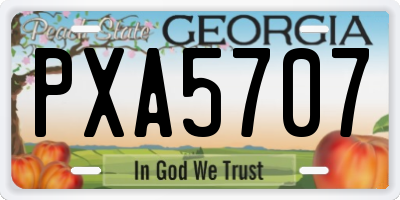 GA license plate PXA5707