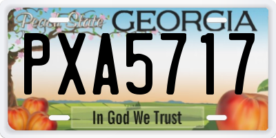 GA license plate PXA5717