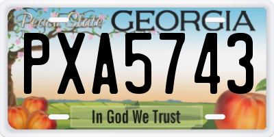 GA license plate PXA5743