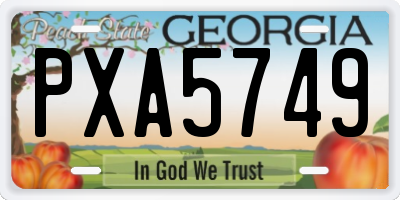 GA license plate PXA5749