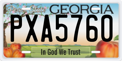 GA license plate PXA5760