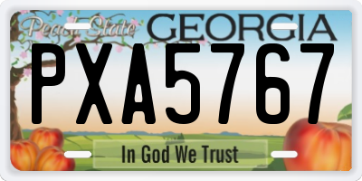 GA license plate PXA5767