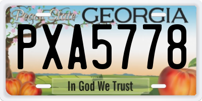 GA license plate PXA5778