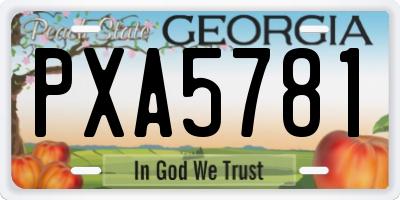 GA license plate PXA5781