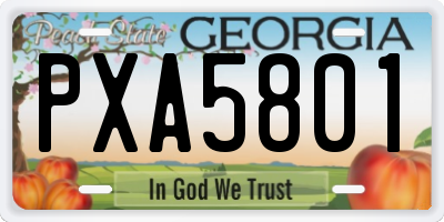 GA license plate PXA5801