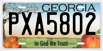 GA license plate PXA5802