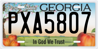 GA license plate PXA5807