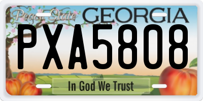 GA license plate PXA5808