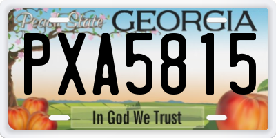 GA license plate PXA5815