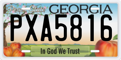 GA license plate PXA5816
