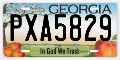 GA license plate PXA5829