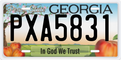 GA license plate PXA5831