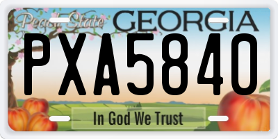 GA license plate PXA5840
