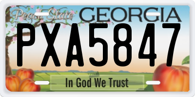 GA license plate PXA5847