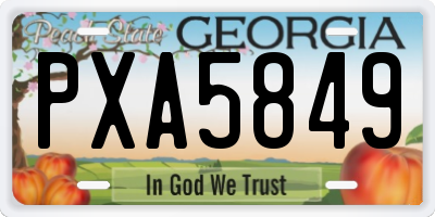 GA license plate PXA5849