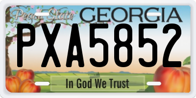 GA license plate PXA5852