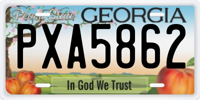 GA license plate PXA5862