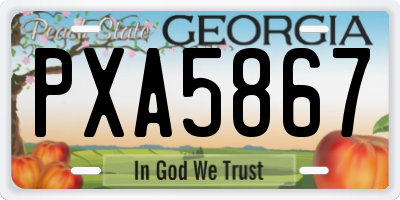 GA license plate PXA5867