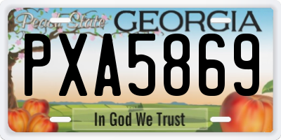 GA license plate PXA5869