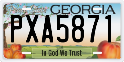 GA license plate PXA5871