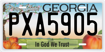 GA license plate PXA5905