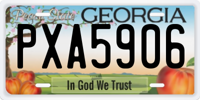 GA license plate PXA5906
