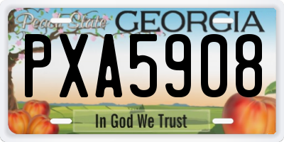 GA license plate PXA5908