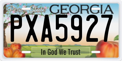 GA license plate PXA5927
