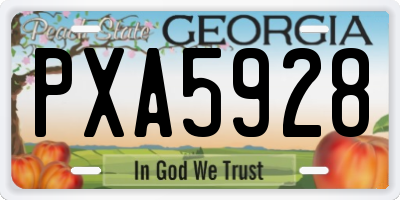 GA license plate PXA5928