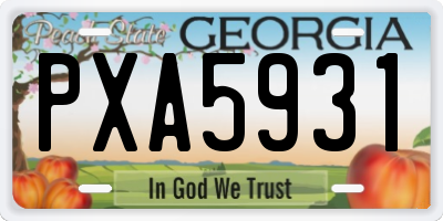 GA license plate PXA5931