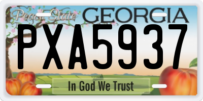 GA license plate PXA5937