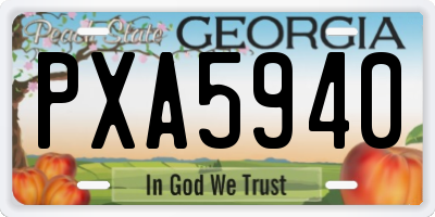 GA license plate PXA5940