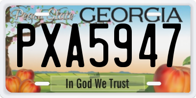 GA license plate PXA5947