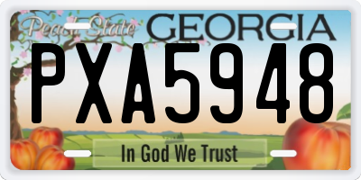 GA license plate PXA5948