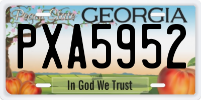 GA license plate PXA5952