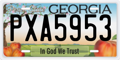 GA license plate PXA5953
