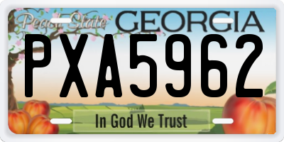 GA license plate PXA5962