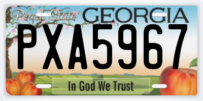 GA license plate PXA5967