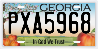 GA license plate PXA5968